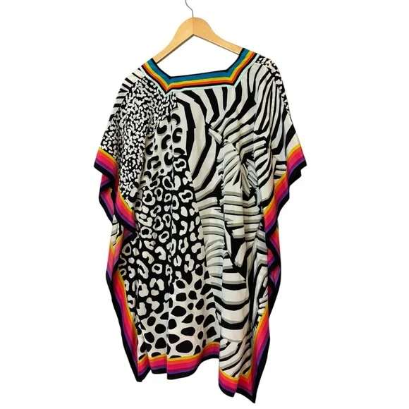 Trina Turk "Theodora" 100% Silk Kaftan Mini Dress women’s size XS/S. - Picture 2 of 6